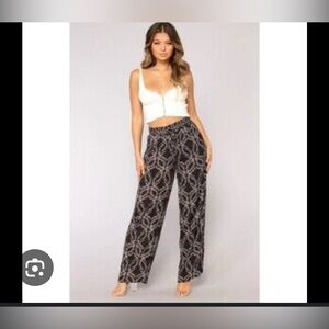 one 5 one, pull on, Patterned, Wide Leg Pants, size small